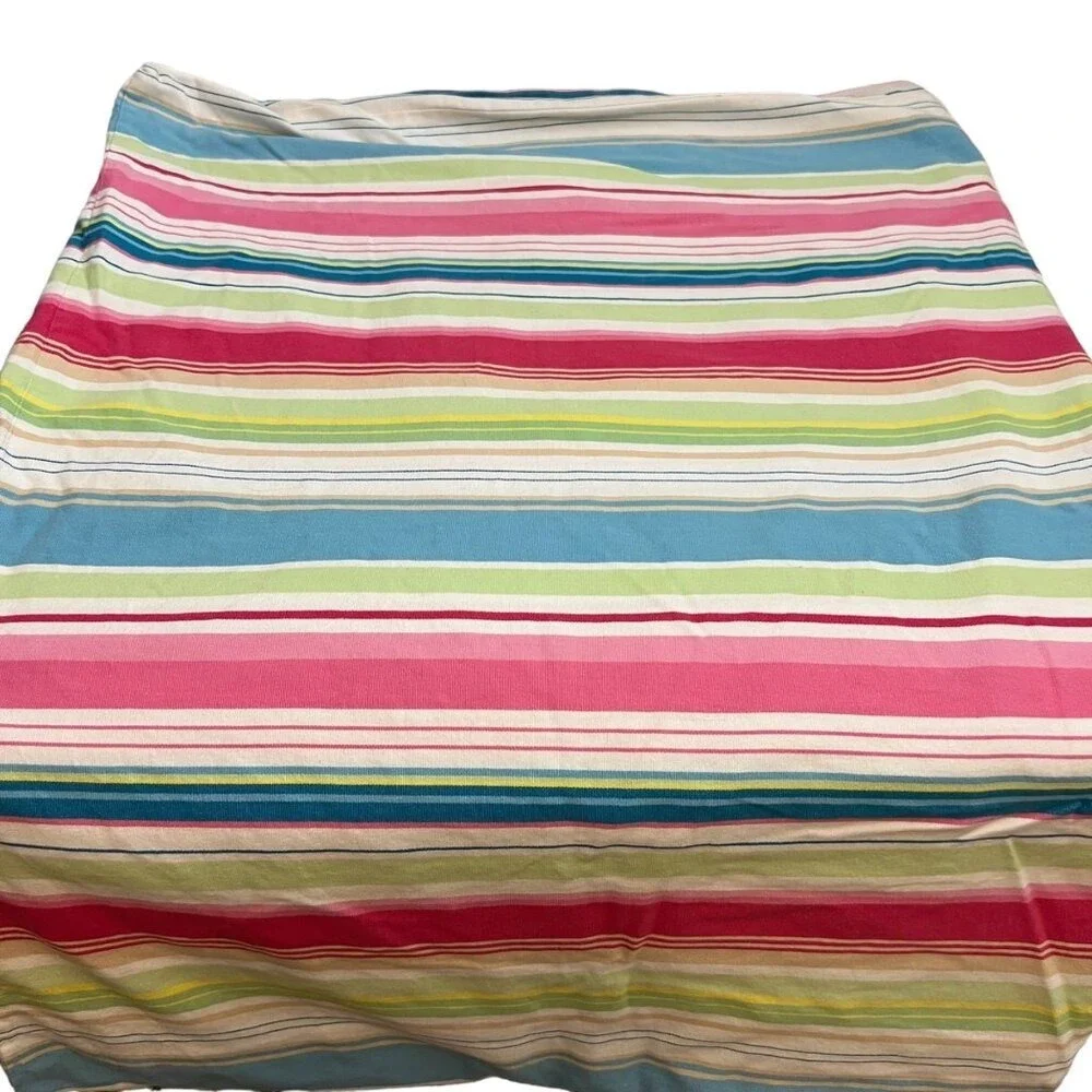 Pottery Barn Twin Duvet Cover Bright‎ Stripe Preppy Cottage Coastal Lake House